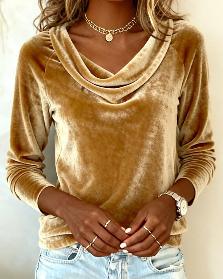 Élise | Luxurious Velvet Drape-Neck Top