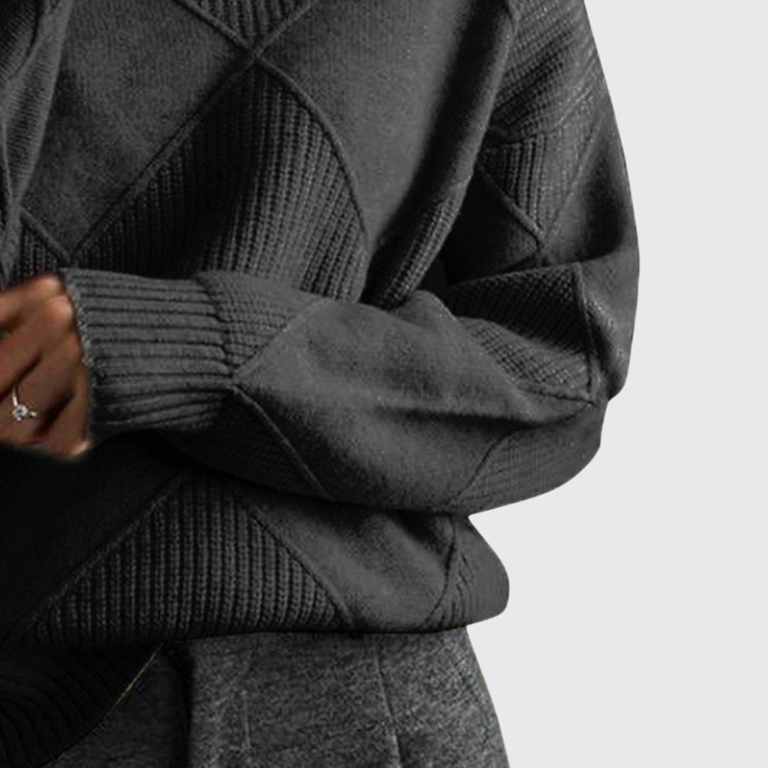 Élise Modern Geometric Turtleneck Sweater