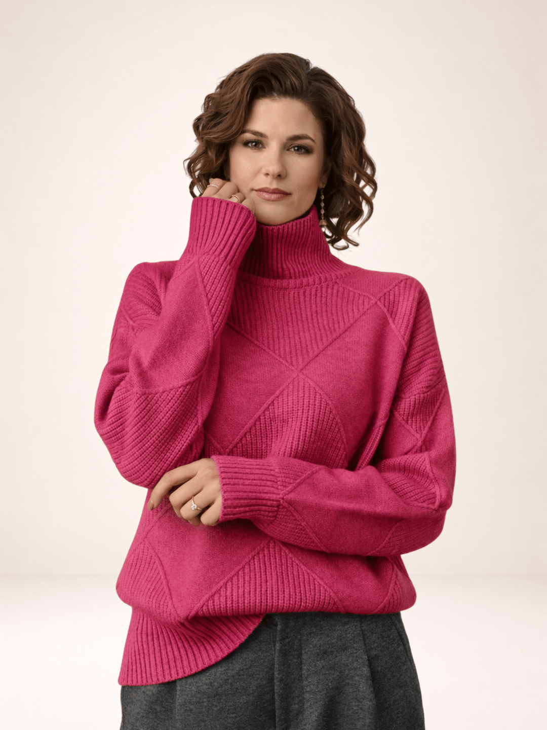 Élise Modern Geometric Turtleneck Sweater