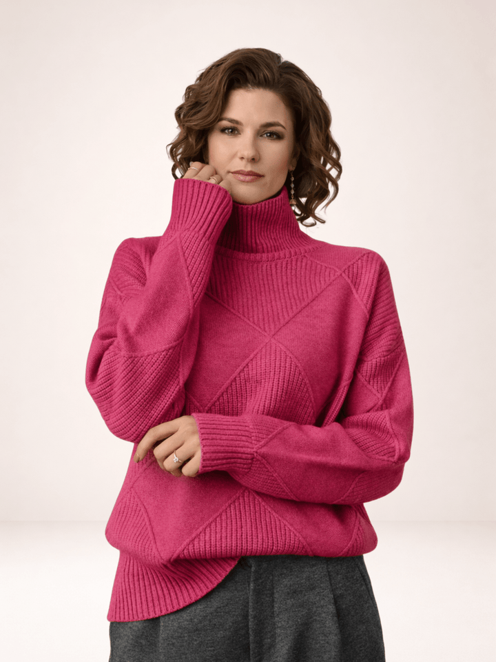 Élise Modern Geometric Turtleneck Sweater