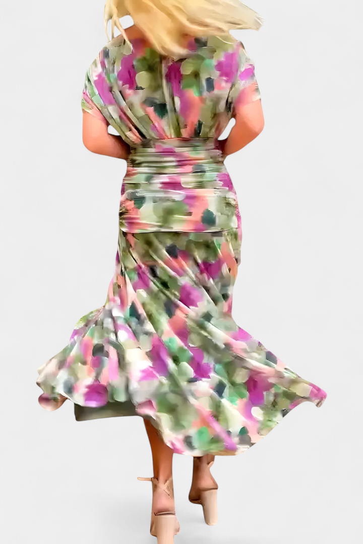 Elowen - Long floral dress with V-neck