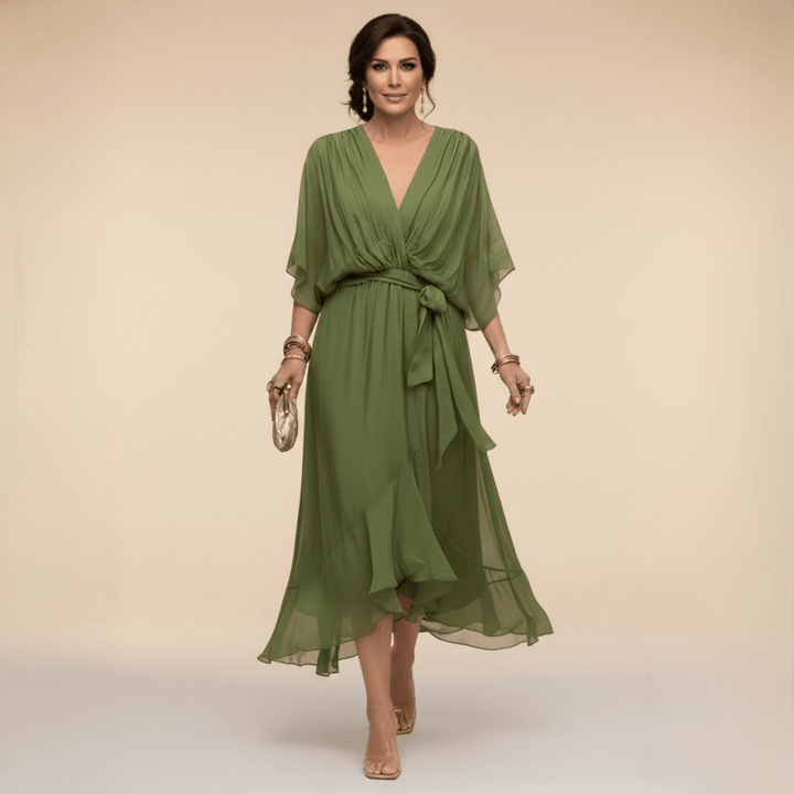 MARTA™ | Chiffon Dress with V-Neck
