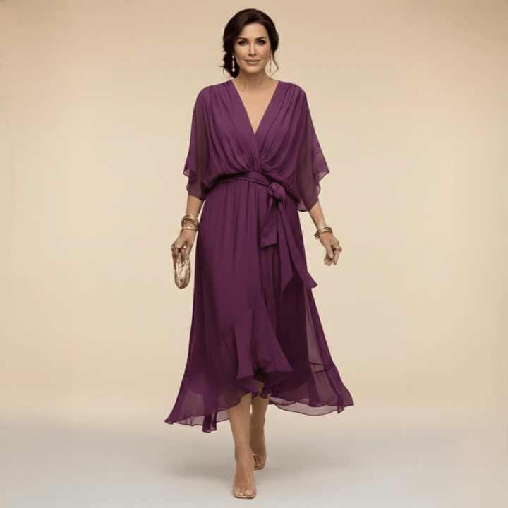 MARTA™ | Chiffon Dress with V-Neck